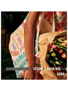 RARE NU SÉZANE X FARM RIO names canvas COTTON huge tote